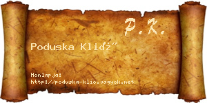 Poduska Klió névjegykártya